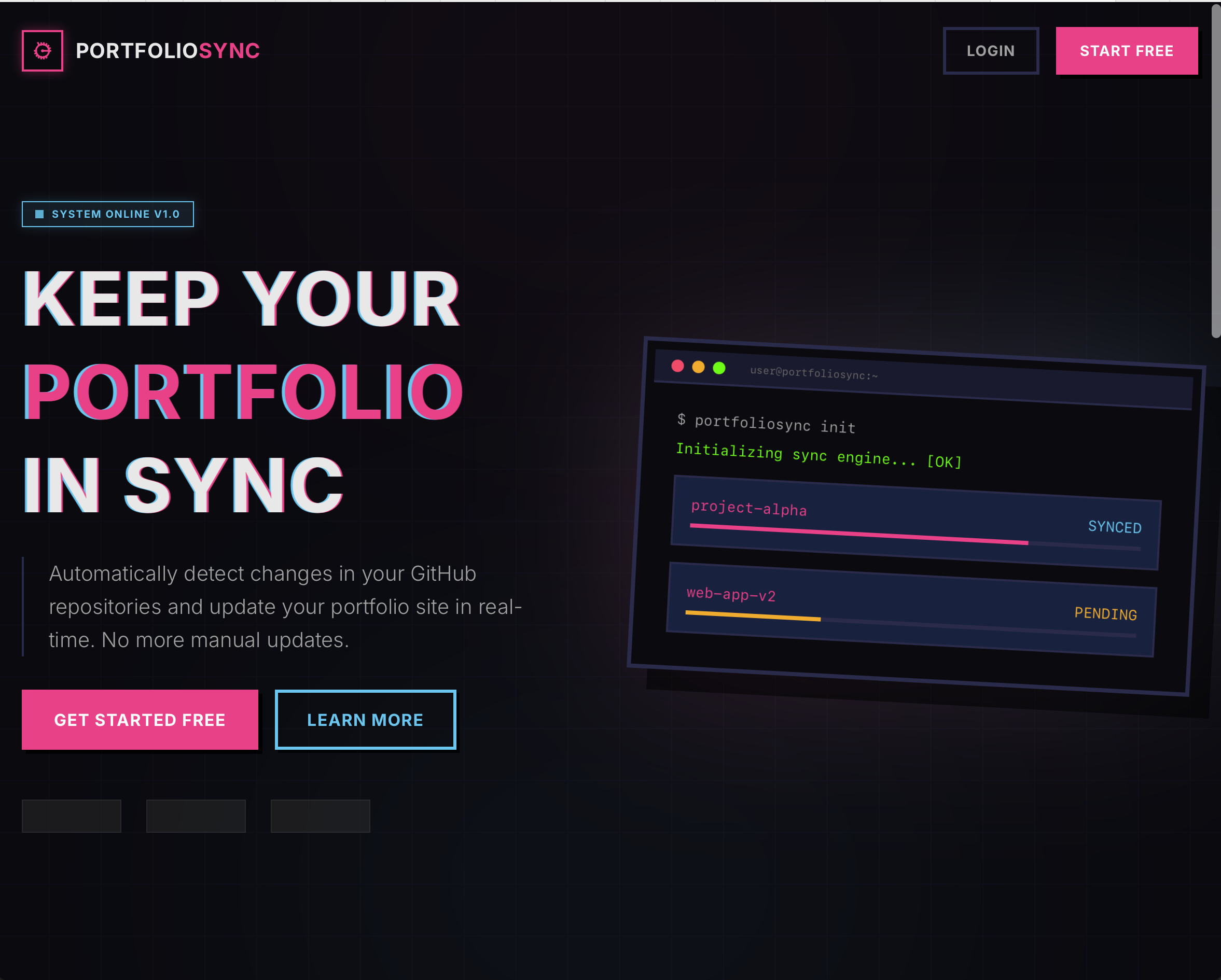 PortfolioSync dashboard